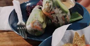 Rice paper roll with peanut sauce at Coco Cafe & Ice Cream in 