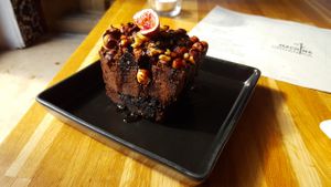 A hazelnut-based raw cake. Not THAT sweet, so great for people who don't like their desserts too sweet. My mum would have loved it, but I have quite a sweet tooth! at MO in Wroclaw