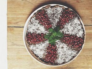 One of the raw cake in Machina Organika at MO in Wroclaw