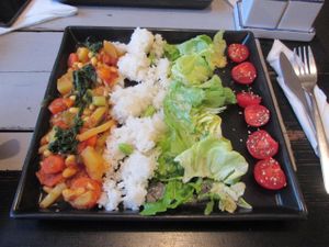 veggies, rice and salad at MO in Wroclaw