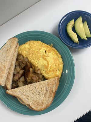 Make your own omelette: tomato, onion, vegan bacon and vegan provolone   at Smile of the Beyond in Jamaica