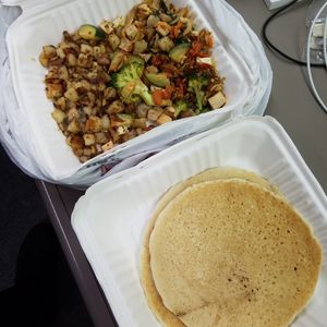 Tofu Scramble and Two Vegan Pancakes at Smile of the Beyond in Jamaica