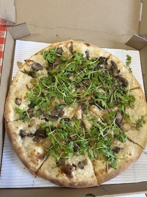 Fungi pizza with NUMU Vegan mozzarella   at Lucas Pizza in Selbyville