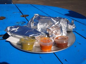 Our tacos as they were delivered to our table. at The Vegan Nom Food Truck - North Loop in Austin