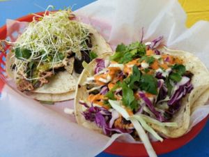 grilled avo reale and del fresco at The Vegan Nom Food Truck - North Loop in Austin