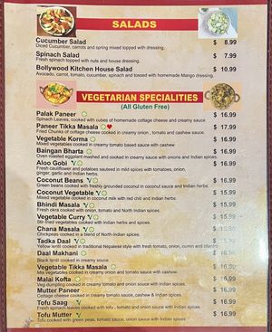 Menu   at Bollywood Kitchen in Healdsburg