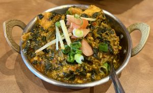 Tofu saag  at Bollywood Kitchen in Healdsburg