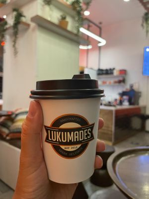Cappuccino soy milk  at Lukumades in Chippendale