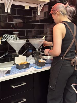 Filling them with jam or non vegan fillings (the ones on the left)   at Lukumades in Chippendale