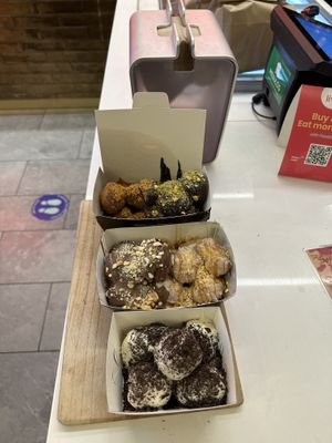 Samples at the payment counter   at Lukumades in Chippendale