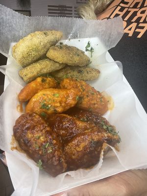 Vegan wings: lemon pepper, honey hot, bbq  at Straight Outta Plantz (S.O.P-STL) in St Louis