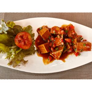 Fried tofu and tempeh - delicious!  #Veganuary at Lekker Cafe' in Krabi