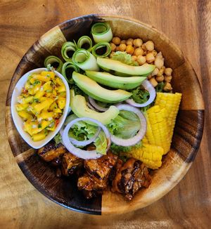 Vegan salad bowl at Lekker Cafe' in Krabi