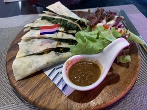Spinach quesadillas   at Lekker Cafe' in Krabi