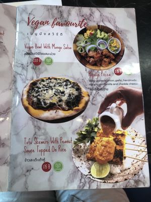 menu (attention, not actually all vegan)  at Lekker Cafe' in Krabi