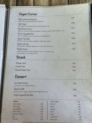 Vegan menu  at Red Pomelo Bar & Restaurant in Penida Island