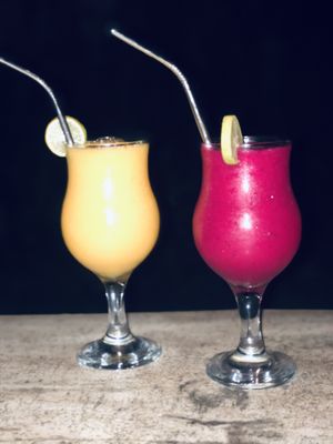 Orange & Mango (diners own creation) and Mixed Fruit   at Red Pomelo Bar & Restaurant in Penida Island