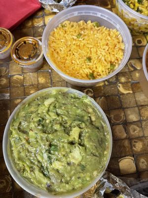 Guac and vegan rice  at Taco Circus in Clayton