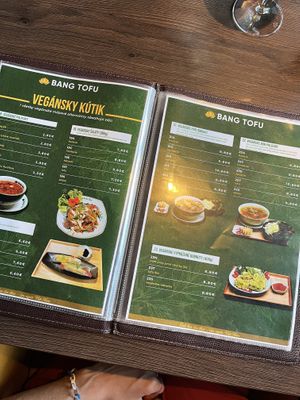 many pages full of vegan options  at Bang Tofu Vietnamská Reštaurácia in Bratislava