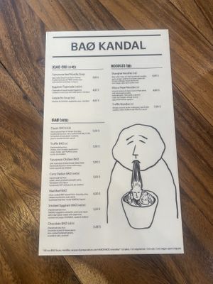 Food menu  at BAO Kandal in Siem Reap