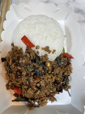 Pad kra paow   at May Veggie Home Express - ประสานมิตรพลาซ่า in Bangkok