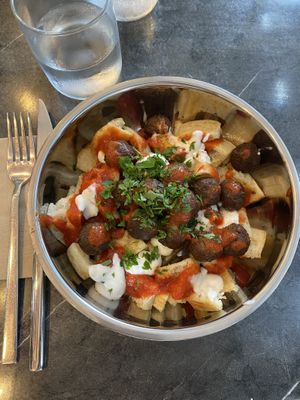Plant based patties on pita   at Gibi Vegan in Izmir
