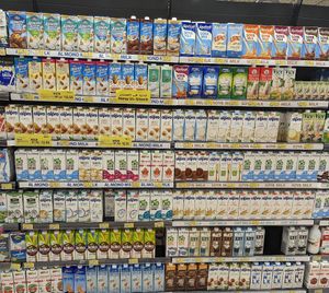 Huge variety of plant milks at Lulu Hypermarket - Mushrif Mall in Abu Dhabi