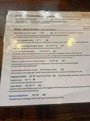 Menu Jan 2023 at The GF Depot in Auckland