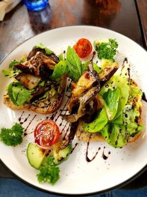 Avocado & Eggplant Toastie at The GF Depot in Auckland