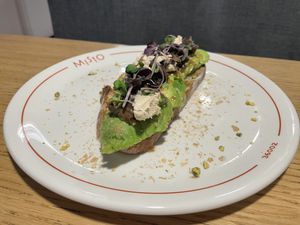 Pistachio and avocado toast (veganised)   at Misto Café Bar in Pontevedra