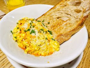 Vegan scrambled eggs  at Misto Café Bar in Pontevedra