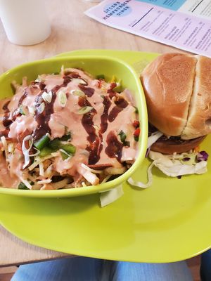Loaded fries and island burger at Lyces in Ottawa