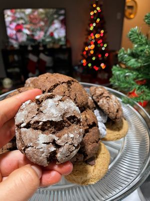 Peppermint chocolate crinkle cookies  at Berry Kind Bakes in Dallas