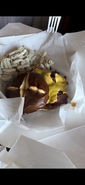 All vegan, Philly cheesesteak, choice of side macaroni salad. Look at the website, tons of options!  at Primavega Restaurant - Ghost Kitchen in Dallas