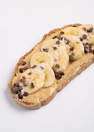 peanut butter toast

- vegan, plant-based, sugarfree, glutenfree, no refined flours at Posdata in Madrid