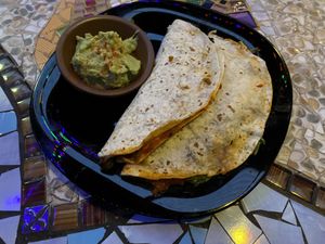 Quesadilla with no cheese   at Sativa Studio Cafe in Banos