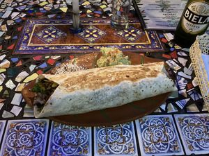 Veggie Burrito made “vegano"  at Sativa Studio Cafe in Banos