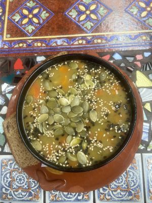 La sopita vegana   at Sativa Studio Cafe in Banos