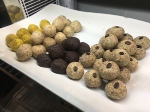 Pumpkin, vanilla, chocolate and coffee macaroons  at Consciousfork in Warwick