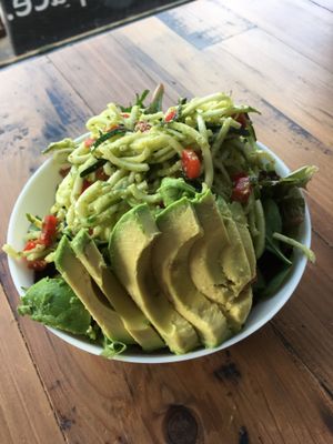 Small bowl of zoodles with optional avocado  at Consciousfork in Warwick