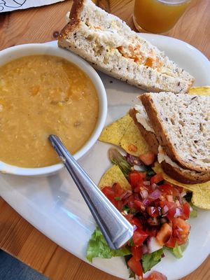 Soup of the day and a sandwich. Vegan❤️ at Cafe @ Number 16 in Aberdour