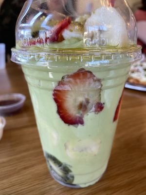 Avocado smoothie with fruit  at Furnsaj in San Diego