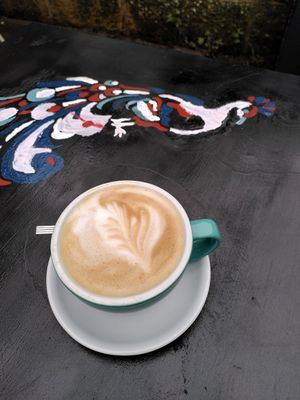 Oat milk latte (January 2023) at The Perky Peacock in York