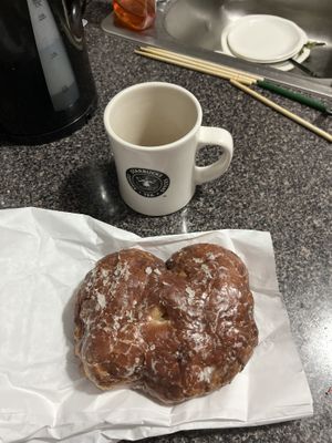 Vegan apple fritter  at Voodoo Doughnut in Portland