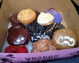most of our vegan voodoo dozen at Voodoo Doughnut in Portland