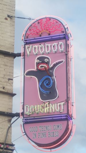 signboard at Voodoo Doughnut in Portland