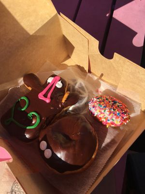 A few of many Vegan doughnut options at Voodoo Doughnut in Portland