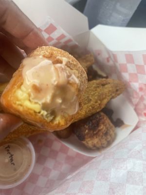 Bish Got Corns with dipping sauce   at Naughty Vegan - Pop Up in Phoenix