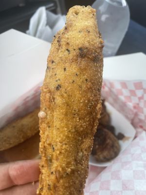 Vegan fish made of banana blossom  at Naughty Vegan - Pop Up in Phoenix