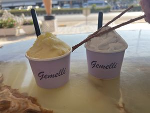 Pineapple sorbet and coconut ice cream   at Gemelli in Chiang Rai